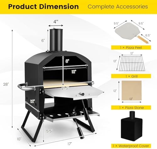 LDAILY Outdoor Pizza Oven, Wood Fired 12 Inch Pizza Maker - Image 3