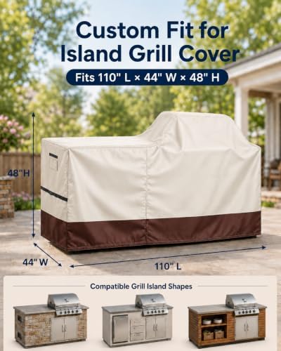 110 Inch Island Grill Cover - Extra Large Outdoor BBQ Island - 600D - Image 2