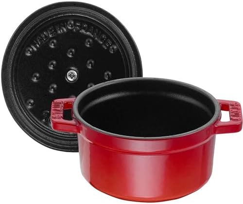 Staub Cast Iron 0.25-qt Mini Round Cocotte - Cherry, Made in France - Image 4
