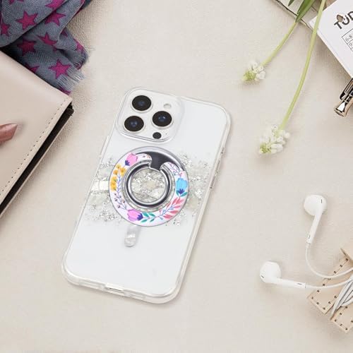 Magnetic Phone Ring for MagSafe Grip, Super Magnet Twinkle Design Ring Holder Stand, MagSafe Accessory for iPhone 17/16/15/14/13 Pro Max Plus，Enchanted Floral - Image 7