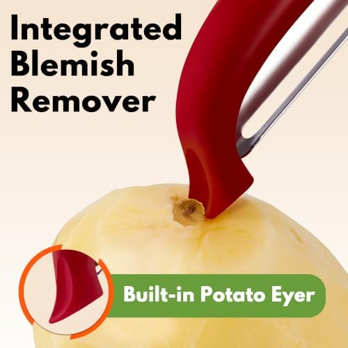 Rainspire Vegetable Peeler Potato Peelers for Kitchen, Sharp Stainless Steel Blades Veggie, Comfortable Handle Fruit Peeler, Carrot Peeler Apple Peeler Dishwasher Safe (1, Red) - Image 5