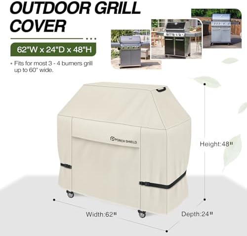 Porch Shield Waterproof Outdoor BBQ Grill Cover 60 inch, Light Tan - Image 2