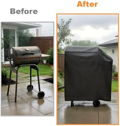 35" Barrel Grill Cover for DNKMOR Charcoal Grill with Side Table - Image 7