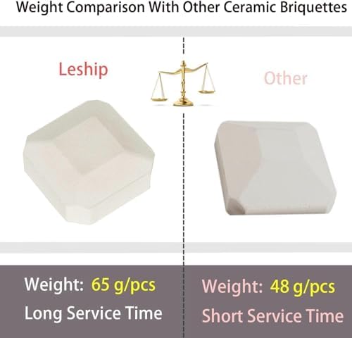 Leship Ceramic Briquettes Replacement for Lynx L27 L30 L36 L42 L54 and Other Gas Grills, Gas Grill Briquettes Replacement for Lava Rocks, 2 x 2 inches, 50-Piece - Image 4