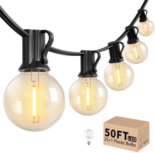 LACHON Outdoor String Lights Waterproof 50 FT with 25 G40 IP65 Bulbs by LACHON