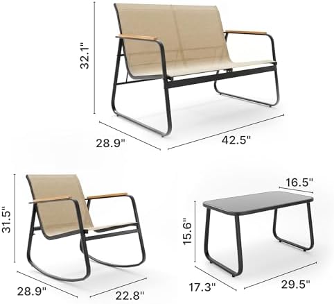 Ahomly 8-Piece Textilene Outdoor Patio Furniture Set, Brown - Image 4