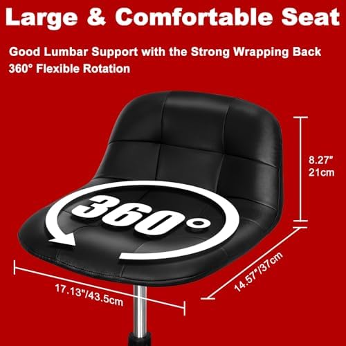 Rolling Stool with Wheels, Adjustable Shop Stool Mechanic Seat, Garage Shop Roller Work Chair, Mobile Rolling Seat with Tool Tray, 2 Cup Holders, 4" Casters, 350 LBS, Heavy-Duty, Black - Image 2