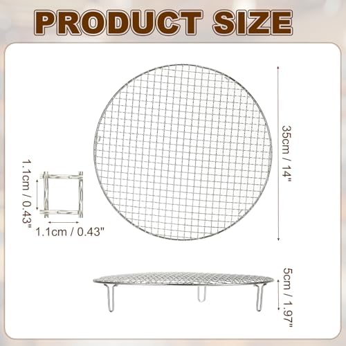uxcell 14 Inch Round Cooking Rack, Stainless Steel Canning Racks with Legs, Barbecue Mesh Grill for Baking Cooling Steaming Cookware - Image 2