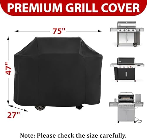 75 Inch BBQ Grill Cover, Large Gas Grill Cover for Outdoor, Compatible with Weber Summit 600, Char-Broil, Nexgrill, Brinkmann, and Dyna-glo, Waterproof, Windproof, and UV Resistant - Image 2