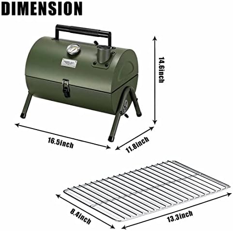 MAISON HUIS Small Charcoal Grill, Portable Tabletop BBQ Smoker for Outdoor Camping,Mini Grill for Tailgating, Hiking & Picnic, (Green) - Image 2