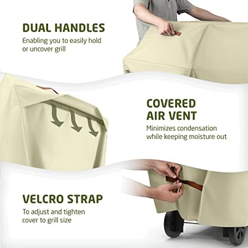 Zober 58 Inch BBQ Grill Cover for Outdoor Grill, Waterproof, Cream - Image 5