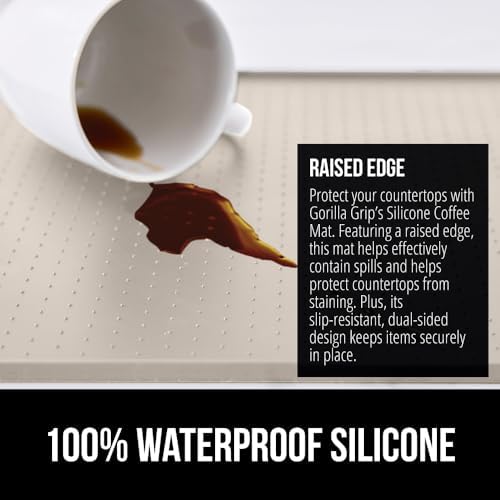 GORILLA GRIP Silicone Coffee Mat, Espresso Bar Essentials, 10x14, Almond - Image 3