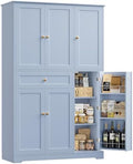 HOSTACK 68"H Kitchen Pantry Storage Cabinet with Door & Shelves, Light Blue by HOSTACK