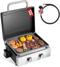 2-Burner Portable Propane Griddle with Top Lip and Grease Cup by RYHOFOUD