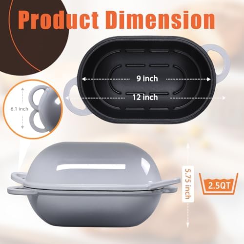 5 QT Enameled Cast Iron Sourdough Bread Oven, Loaf Pan with Lid - Image 6