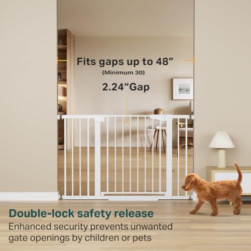 Cumbor 30-48 in Baby Gate for Stairs, Auto Close Dog Gate Indoor, White - Image 2
