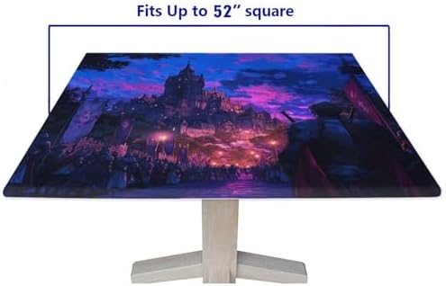 Square Tablecloth Elastic Edged, Medieval Fantasy Pattern Printed on Washable Patio Table Cover, Use for Weddings Baby Showers Events, Fit for 52" x 52" Square Tables - Image 5