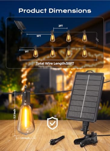 Brightown 58FT Solar String Lights Outdoor Waterproof, Last 30+ Hrs Runtime - Image 6