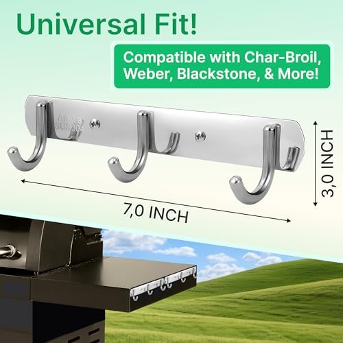 Grill Hooks for Utensils, Heavy Duty BBQ Utensil Rack with Screws - 2 Pcs - Image 3