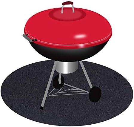 Round Under Grill Splatter Mat, Fireproof Heat Resistant BBQ Gas Grill Garage Cabinet Protective Floor Mat Rug for Outdoor Backyard Deck Patio 27’’x27’’/36’’x36’’ (27‘’x27‘’) by BOOFIRE