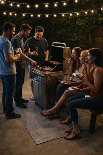 Rhino Hide Embossed Grill Guard Mat - Heat Resistant Outdoor Grill Floor Mat for Patio, Deck & Garage Surface Protection - Rectangle, Gray (36”x72”) - Image 2