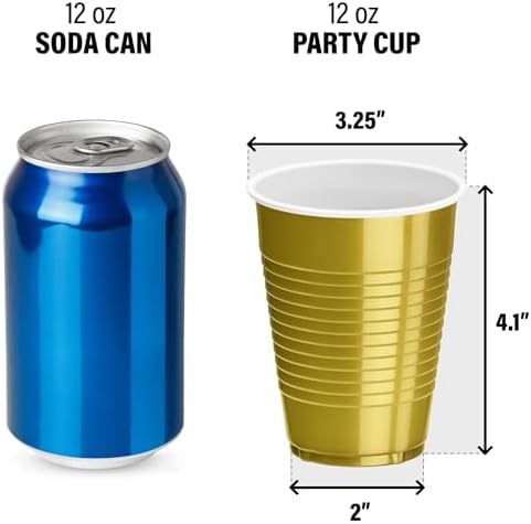 DecorRack 20 Party Cups 12 oz Disposable Plastic Cups for Birthday Party Bachelorette Camping Indoor Outdoor Events Beverage Drinking Cups (Gold, 20) - Image 3