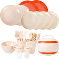 Camping Dishes Picnic Set, 31 Pcs Plastic Dinnerware Dishes Sets for 4 by Shopwithgreen