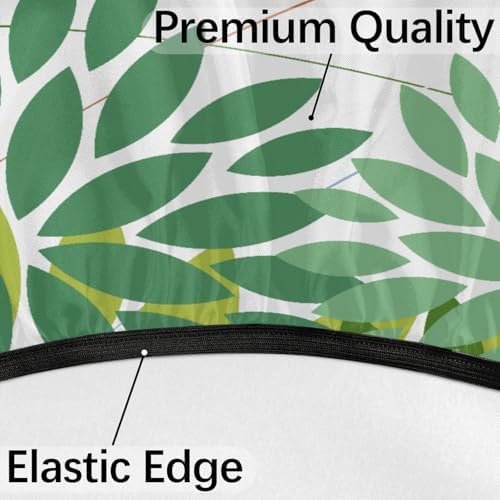 Round Tablecloth with Umbrella Hole and Zipper Elastic Fitted Table Cloth 45"-56" Oil-Proof Waterproof Patio Table Cover for Outdoor Picnic Party, Spring Summer Geometric Elegant Dark Light Green - Image 4