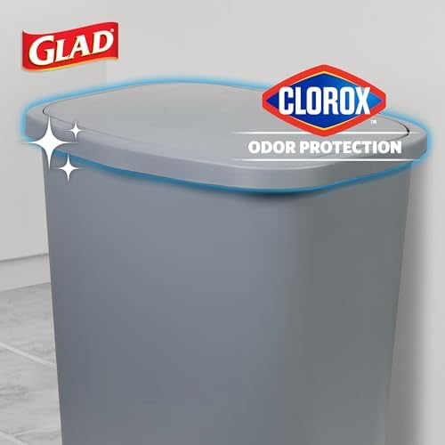 Glad Trash Can with Clorox Odor Protection | Plastic Bin, 20 Gallon, Grey - Image 3
