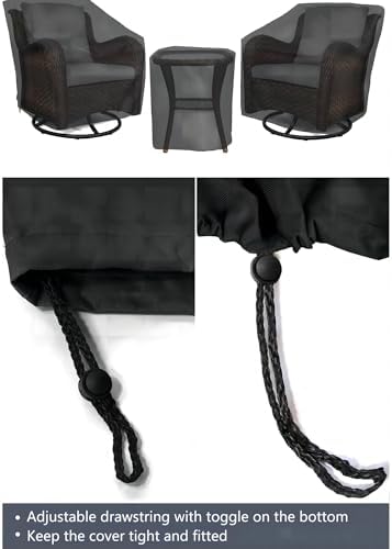 Patio Furniture Covers,Outdoor Furniture Cover Waterproof,Patio Furniture Set Covers for 3 Piece Outdoor Bistro,Patio Sofa Covers Set for 2 Chairs and Coffee Table,Black - Image 5