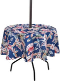Outdoor Patio Tablecloth with Umbrella Hole, Blue, 60 Round with zipper by SUQIOME