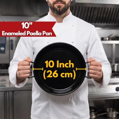 Paelluxe Paella Pan – Enamelled, No-Rust Steel Skillet – Easy-to-Clean Pan for Propane & Gas Burners – Indoor & Outdoor Cooking Cacerola Paellera Sarten – 10 Inch, for 3 Servings - Image 2
