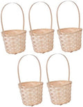 5Pcs Bamboo Picnic Basket with Handle, Weave Fruit Flower Storage Bin by FUNOMOCYA