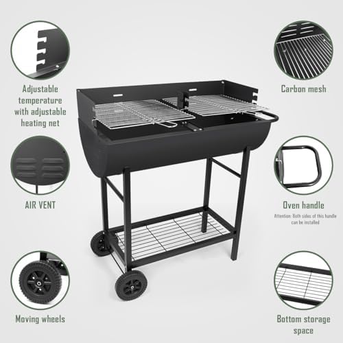 Charcoal Barrel Grill, Large Stainless Steel Grill For Backyard Camping Picnic and Party - Image 2
