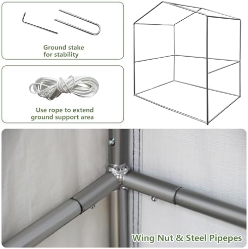 5x3 Ft Outdoor Storage Shelter Shed, Waterproof Heavy Duty Storage Shed with Roll-up Zipper Door and Sloping Roof, Portable Storage Tent for Tool Shed, Bike,Backyard Garden Patio, Gray - Image 3