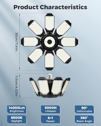 Adiding LED Garage Lights, Ultra Brighter 14000LM 6500K Garage Lighting - Image 2
