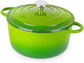 Cast Iron Pot with Lid-Non-Stick Ovenproof Enamelled Casserole Pot, Oven Safe up to 500° F-Sturdy Dutch Oven Cookware - Green, 5-Quart, 24cm-by Nuovva by Nuovva