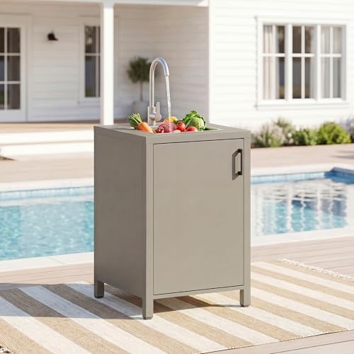 Wisteria Lane Outdoor Storage Cabinet with Stainless Steel Sink, Aluminum Modular Outdoor Kitchen, All Weather Kitchen Island with Sink Station for Patio, BBQ, Backyard - Image 3