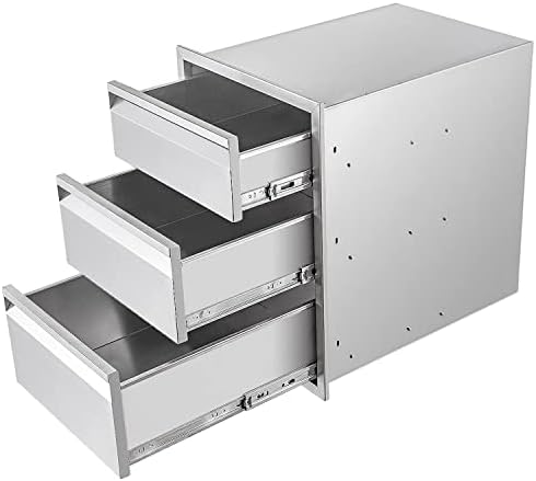 16" W Outdoor Kitchen Drawer Stainless Steel BBQ Triple Drawer Flush Mount for Outdoor Kitchen Island(Overall Size:16" W x 21" H x 23" D inch) - Image 5