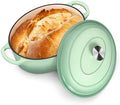 P&P CHEF Oval Dutch Oven with Lid, Enameled Cast Dutch Oven Pot for Bread Baking, Braising, Stewing, Roasting, Non-Stick & Oven Safe, Dual Handles & Easy Clean, 7QT & Pistachio Green, Valentine's Day by PPCHEF