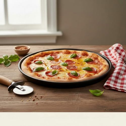 Maxdot 2 Pcs 10.7 Inch Cast Iron Grill Pan Round Pizza Pan Skillet for BBQ - Image 4