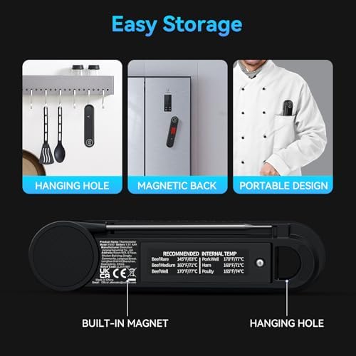 0.3s Instant Read Meat Thermometer, IP67 Waterproof (Black) - Image 7