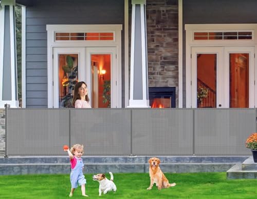 EZIGO 180 Inch Retractable Baby Gates, 41 Inch Extra Tall Retractable Gate by EZIGO