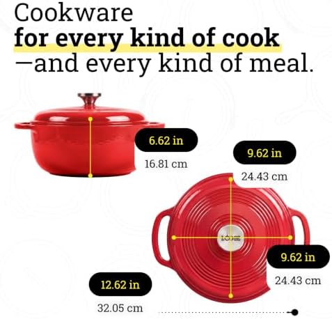 Lodge Essential Enamel Cast Iron Dutch Oven, 4.5 Quart, Solid Red - Image 5