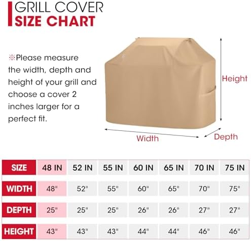 Unicook Grill Cover Heavy Duty Waterproof UV Resistant 48 Inch, Light Brown - Image 6