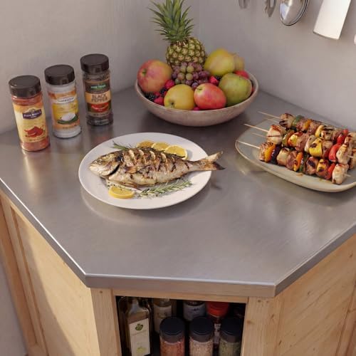 MOUMON Corner Patio Kitchen Storage Cabinet with Stainless Steel Countertop - Image 4