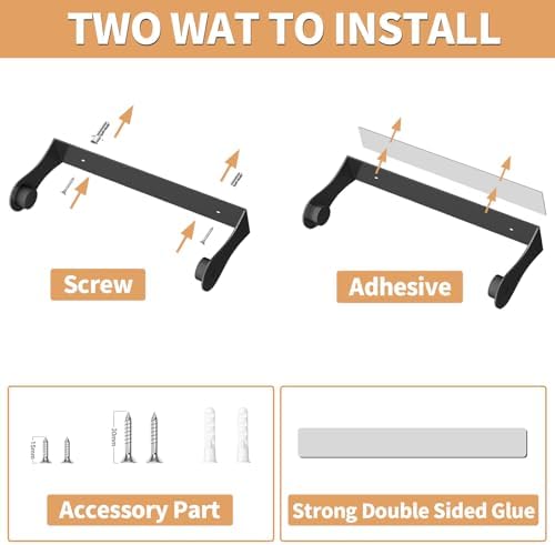 Paper Towel Holder Under Cabinet, Wall Mount, Adhesive or Drilling, Black - Image 5