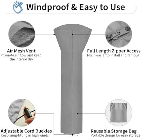 OutdoorLines Waterproof Patio Heater Covers with Zipper and Storage Bag, - Image 5