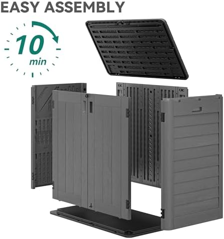 YITAHOME 30 Cu Ft Outdoor Storage Shed with Shelf, Waterproof Storage Cabinet for Bike & Garden Shed, Horizontal Outdoor Storage Shed for Garage, Pool Storage, Dark Gray & Black - Image 4