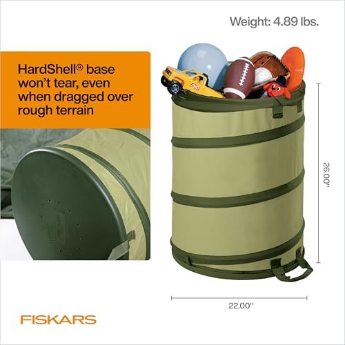 Fiskars Kangaroo Collapsible Garden Bag with Heavy Duty Hardshell Bottom for Leaf and Yard Waste, 30-Gallon Reusable Container for Lawn Care and Gardening - Image 6